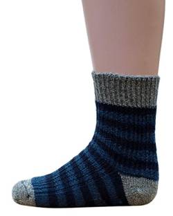 Hirsch Natur, Dicke Streifen Socken, 100% Wolle (kbT) (25-26, jeans/marine/grau) von Hirsch Natur