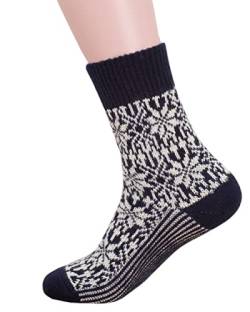 Hirsch Natur, Merino Socken Sternmuster, 100% Wolle (kbT) (Blau/Natur, 38-39) von Hirsch Natur