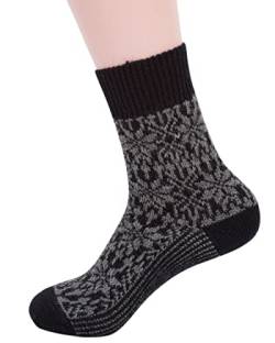 Hirsch Natur, Merino Socken Sternmuster, 100% Wolle (kbT) (Schwarz/Anthrazit, 42-43) von Hirsch Natur