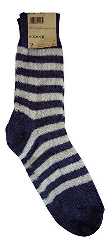 Hirsch Natur 1 Paar 100% Schurwolle warme Wollsocken aus kbt Ringel Socken (40/41, jeans/natur) von Hirsch Natur