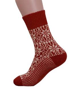 Wollsocken Sternmuster, 100Prozent Wolle (kbT), Hirsch Natur,rot,36-37 von Hirsch Natur