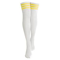 Hirsch & Insel Kniestrümpfe Damen mit Streifen Overknee Overknie Socken Mädchen Schenkel Hohe Gelbe Streifen One Size von Hirsch & Insel