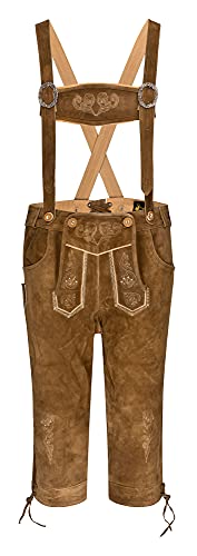 Hirschberger Trachten Lederhose Enzian Camel Hellbraun Wildleder Kniebund 54 von Hirschberger