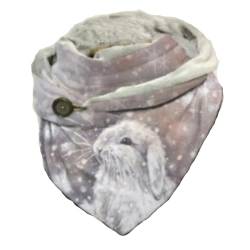 Hiseng Damen Schals Groß Dreieck Winter Dreieckstuch Tier Drucken Warmer Button Knopf Winterschal Herbstschal Lieblingsschal Scarf Soft Wrap Lange Stola (Kaninchen) von Hiseng