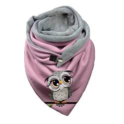 Hiseng Damen Schals Groß Dreieck Winter Dreieckstuch Warmer Button Lieblingsschal Scarf Fransen Knopf Karoschal Poncho Soft Wrap Lange Stola Fransen Poncho (Eule Farbe E,150x75cm) von Hiseng