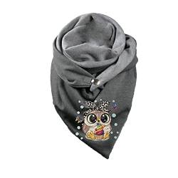 Hiseng Damen Schals Groß Dreieck Winter Dreieckstuch Warmer Lieblingsschal Scarf Fransen Knopf Karoschal Poncho Soft Wrap Lange Stola Fransen Poncho von Hiseng