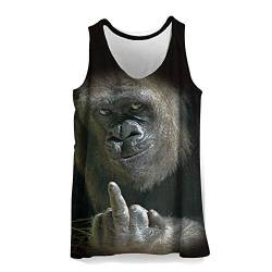 Hiser 3D Drucken Herren Tank Top Sommer, Sport Muskelshirt Ärmellos T Shirt Fitness Unterhemd Top Shirt für Outdoor Beach Party oder Gym Jogging Running (Schwarzer Orang-Utan,4XL) von Hiser