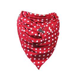 Hiser Damen Schals Groß Dreieck Winter Dreieckstuch Einfarbig Warmer Button Knopf Karoschal Winterschal Herbstschal Lieblingsschal Scarf Soft Wrap Lange Stola (Rot Punktmuster,75x155cm) von Hiser