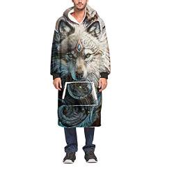 Hiser Übergroße Hoodie Sweatshirt Decke, Super Weiche Gemütliche Warme Komfortable Riesen-Hoodie Fronttasche Ultra Plüsch Pullover (Böhmen,Einheitsgröße(110cm/43in)) von Hiser