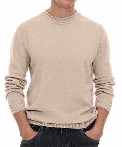 Hisir Pullover Herren Strickpullover Rundhals Pulli Männer, Bequem und Weich, Warmer Winter Pullover für Männer, Herren Basic Pullover mit Langen Ärmeln (10 Beige, XXL) von Hisir