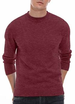 Hisir Pullover Herren Strickpullover Rundhals Pulli Männer, Bequem und Weich, Warmer Winter Pullover für Männer, Herren Basic Pullover mit Langen Ärmeln (12 Rot, S) von Hisir