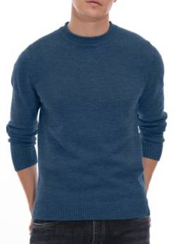 Hisir Pullover Herren Strickpullover Rundhals Pulli Männer, Bequem und Weich, Warmer Winter Pullover für Männer, Herren Basic Pullover mit Langen Ärmeln (VC Blau, L) von Hisir