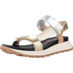 Hispanitas - Sandalen mit Schaufel, lässig, mittlerer Keil von 5 cm, Plattform 3 cm, weiße Gummisohle, Verzierung, Knopf, Klettverschluss, für: Damen, Antik, 37 EU von Hispanitas