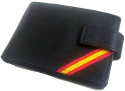 Hispapiel Geldbörse für Herren Spanien. Geldbörse aus Leder mit Geldbörse und RFID-Schutz, Kartenetui aus Leder mit spanischer Flagge, hergestellt in Spanien, Horizontal Schwarz von Hispapiel