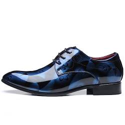 Anzugschuhe Herren Oxford Derby Schuhe Brogues Lederschuhe Hochzeitsschuhe Schnürhalbschuhe Klassischer Business Schnürschuh Blau 1 Größe 40 von Hitmars