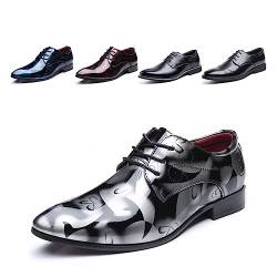 Anzugschuhe Herren Oxford Derby Schuhe Brogues Lederschuhe Hochzeitsschuhe Schnürhalbschuhe Klassischer Business Schnürschuh Grau 1 Größe 42 von Hitmars