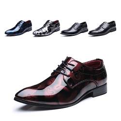 Anzugschuhe Herren Oxford Derby Schuhe Brogues Lederschuhe Hochzeitsschuhe Schnürhalbschuhe Klassischer Business Schnürschuh Rot 1 Größe 41 von Hitmars