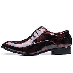 Anzugschuhe Herren Oxford Derby Schuhe Brogues Lederschuhe Hochzeitsschuhe Schnürhalbschuhe Klassischer Business Schnürschuh Rot 1 Größe 45 von Hitmars