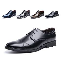 Anzugschuhe Herren Oxford Derby Schuhe Brogues Lederschuhe Hochzeitsschuhe Schnürhalbschuhe Klassischer Business Schnürschuh Schwarz 2 Größe 39 von Hitmars