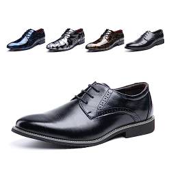 Anzugschuhe Herren Oxford Derby Schuhe Brogues Lederschuhe Hochzeitsschuhe Schnürhalbschuhe Klassischer Business Schnürschuh Schwarz 3 Größe 41 von Hitmars