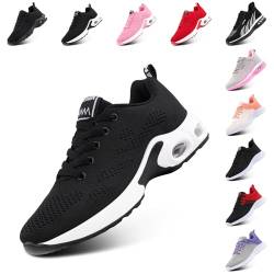 Laufschuhe Damen Sportschuhe Turnschuhe Atmungsaktiv Luftpolster rutschfeste Leichtgewichts Straßenlaufschuhe Sneaker Joggingschuhe Walkingschuhe Fitness Schuhe Schwarz EU 39 von Hitmars