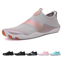 Hitopteu Badeschuhe Herren Damen Wasserschuhe Leicht Atmungsaktiv Schwimmschuhe Schnell Trocknend rutschfest Aquaschuhe Strand Surfen Barfußschuhe Gr.35-45 EU Grau 888 37 EU von Hitopteu