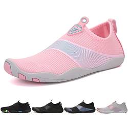 Hitopteu Badeschuhe Herren Damen Wasserschuhe Leicht Atmungsaktiv Schwimmschuhe Schnell Trocknend rutschfest Aquaschuhe Strand Surfen Barfußschuhe Gr.35-45 EU Rosa 888 35 EU von Hitopteu