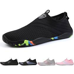 Hitopteu Badeschuhe Herren Damen Wasserschuhe Leicht Atmungsaktiv Schwimmschuhe Schnell Trocknend rutschfest Aquaschuhe Strand Surfen Barfußschuhe Gr.35-45 EU Schwarz 666 36 EU von Hitopteu