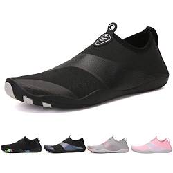 Hitopteu Badeschuhe Herren Damen Wasserschuhe Leicht Atmungsaktiv Schwimmschuhe Schnell Trocknend rutschfest Aquaschuhe Strand Surfen Barfußschuhe Gr.35-45 EU Schwarz 888 35 EU von Hitopteu