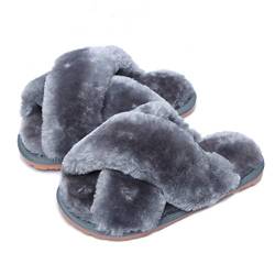 Hitopteu Hausschuhe Damen Plüsch Winter Flauschig Pantoffeln Warm Bequeme Slippers Offener Zeh Haus Kuschelig Hausschuhe für Damen Grau EU 27/28 für Etikettengröße 28/29 von Hitopteu