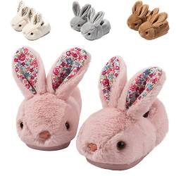 Hitopteu Hausschuhe Kinder Junge Mädchen Plüsch Hasen Hausschuhe Baby Winter warme Pantoffeln weicher rutschfester Slipper für Kleinkinder Rosa A 19/20 EU 140 von Hitopteu