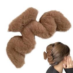Fuzzy Claw Clip - Plüsch-Haarspangen in gewellter Form | Große Haarspangen, Haarschmuck für dünnes/mitteldickes Haar, langes Haar, niedliche Haarspangen für Frauen und Mädchen Hitrod von Hitrod
