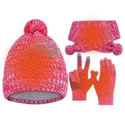 Kinder Wintermütze Handschuhe Schal Set | Weiches gestricktes warmes Set für Kinder für den Winter | Dicker Hut, Schal und Schneehandschuhe für Kinder im Alter von 2–8 Jahren Hitrod von Hitrod