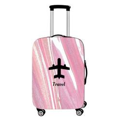 Hixingo Elastisch Kofferhülle Kofferschutzhülle, 3D Flugzeug Koffer Schutzhülle Staubdichte Reisekoffer Hülle Trolley Case Schutzhülle Reisegepäckabdeckung (Rosa Marmor,XL (30-32 Zoll)) von Hixingo