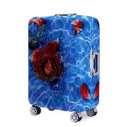 Hixingo Elastisch Kofferhülle Kofferschutzhülle, 3D Liebe Rosen Blume Koffer Schutzhülle Staubdichte Reisekoffer Hülle Trolley Case Schutzhülle Reisegepäckabdeckung (Blau,M (22-24 Zoll)) von Hixingo