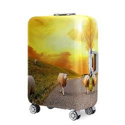 Hixingo Elastisch Kofferhülle Kofferschutzhülle, 3D Schaf Druck Koffer Schutzhülle Staubdichte Reisekoffer Hülle Trolley Case Schutzhülle Reisegepäckabdeckung (Sonnenuntergang,XL (30-32 Zoll)) von Hixingo