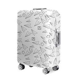 Hixingo Elastisch Kofferhülle Kofferschutzhülle, Papierflugzeug Druck Koffer Schutzhülle Staubdichte Reisekoffer Hülle Trolley Case Schutzhülle Reisegepäckabdeckung (Sonne,L (26-28 Zoll)) von Hixingo