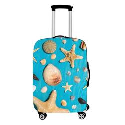 Hixingo Elastisch Kofferhülle Kofferschutzhülle, Sommer Strand Druck Koffer Schutzhülle Staubdichte Reisekoffer Hülle Reisegepäckabdeckung Trolley Case Schutzhülle (Wasserblau,L (26-28 Zoll)) von Hixingo