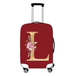 Hixingo Elastisch Reise Kofferhülle Kofferschutzhülle, Brief Blumen Rot Schutzhülle Staubdichte Reisekoffer Hülle Trolley Case Schutzhülle Reisegepäckabdeckung (L,S (18-20 Zoll)) von Hixingo