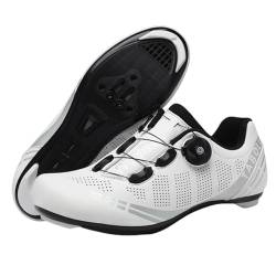 Hixingo Fahrradschuhe Herren Damen MTB Radsportschuhe Rennradschuh, Mountainbike Schuhe Sneaker Atmungsaktive Outdoor-Radschuhe Fahrrad Schuhe, SPD/SPD-SL Kompatibles, Weiß, 43 EU von Hixingo