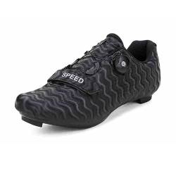 Hixingo Fahrradschuhe Herren Schwarz Wellig MTB Radsportschuhe Rennradschuh Mountainbike Schuhe Sneaker Atmungsaktive Indoor Outdoor-Radschuhe Fahrrad Schuhe, SPD/SPD-SL Kompatibles von Hixingo