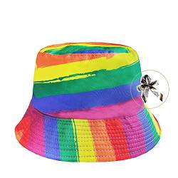 Hixingo Hut Fischerhüte für Damen Herren, Sonnenhut Bucket Hat Tie Dye Bunt Druck Faltbar Reversibel Freizeithut Strandhut - Sommer Outdoor Camping Reisen Wandern (Regenbogen 2,22-23 inch) von Hixingo