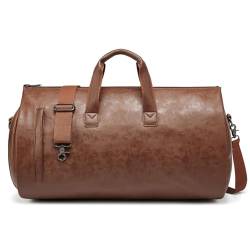 Hixingo Kleidersäcke für Reisen für Herren und Damen, 2 in 1Umwandelbarer Anzugtasche Handgepäck Reisetaschen für Geschäftsreisen Kurzurlaub (Braun,50x28x30cm) von Hixingo