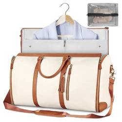 Hixingo Kleidersäcke für Reisen für Herren und Damen, 2 in 1Umwandelbarer Anzugtasche Handgepäck Reisetaschen für Kurzurlaub Geschäftsreisen (Beige,52x25x31cm) von Hixingo