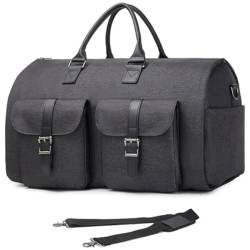 Hixingo Kleidersäcke für Reisen für Herren und Damen, 2 in 1Umwandelbarer Anzugtasche Handgepäck Reisetaschen für Kurzurlaub Geschäftsreisen (Dunkelgrau,56x33x32cm) von Hixingo