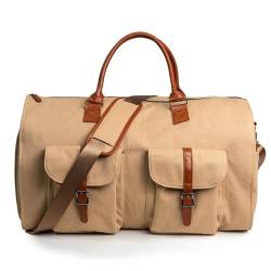 Hixingo Kleidersäcke für Reisen für Herren und Damen, 2 in 1Umwandelbarer Anzugtasche Handgepäck Reisetaschen für Kurzurlaub Geschäftsreisen (Hellbraun,56x33x32cm) von Hixingo