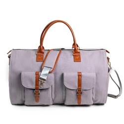 Hixingo Kleidersäcke für Reisen für Herren und Damen, 2 in 1Umwandelbarer Anzugtasche Handgepäck Reisetaschen für Kurzurlaub Geschäftsreisen (Hellgrau,56x33x32cm) von Hixingo
