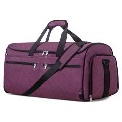 Hixingo Kleidersäcke für Reisen für Herren und Damen, 2 in 1Umwandelbarer Anzugtasche Handgepäck Reisetaschen für Kurzurlaub Geschäftsreisen (Lila,57x31x30cm) von Hixingo