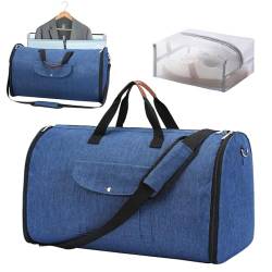 Hixingo Kleidersäcke für Reisen für Herren und Damen, 2 in 1Umwandelbarer Anzugtasche Handgepäck Reisetaschen für Kurzurlaub Geschäftsreisen (Marineblau,57x26x32cm) von Hixingo