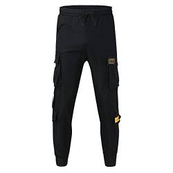 D-Rings Herren Modischer Plus Size Lockerer Trainingsanzug mit gebundenen Füßen Hosen Hosen Herren Cargohose Lang Cargo Hose mit Vielen Taschen Freizeithose Jogginghose Regular Fit Arbeitshose von HizoeChu